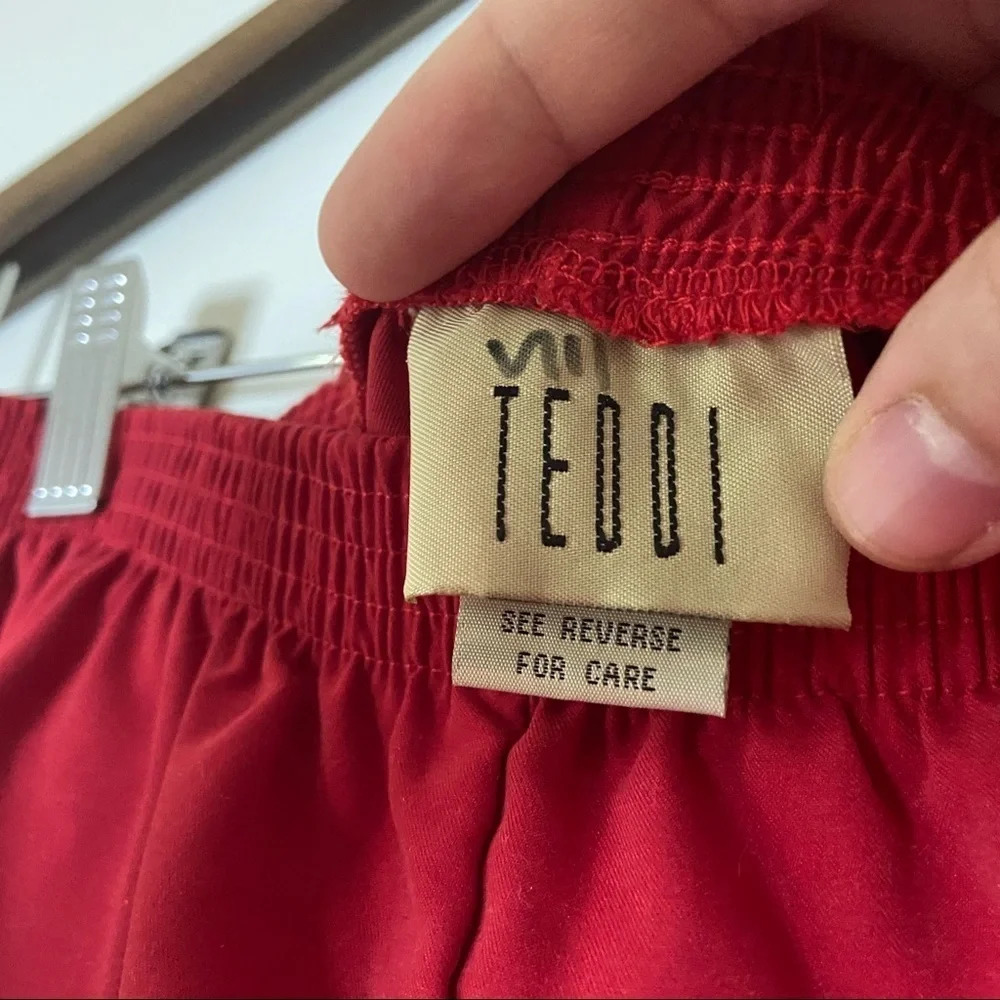 Vintage TEDDI Joggers Streetwear Gorpcore Pants Pull On Red Athletic 80’s XL - Picture 7 of 11